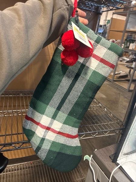 Condition photo showing New/Like New for 21" Plaid Woven Stocking Red and Green - Hearth & Hand™ with Magnolia