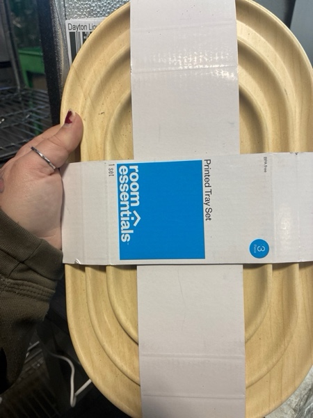 Condition photo showing New/Like New for 3pk Bamboo Melamine Trays with Wood Decal Natural Wood - Room Essentials™