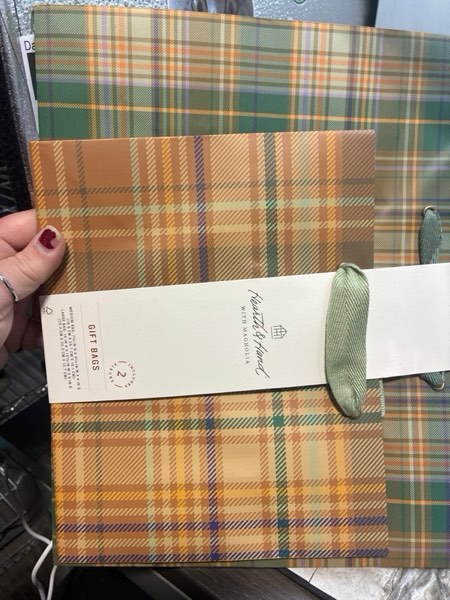 Condition photo showing New/Like New for Plaid Gift Bag Set Brown/Green - Hearth & Hand™ with Magnolia