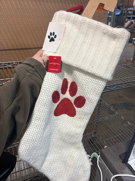 Condition photo showing New/Like New for Knit and Faux Fur Christmas Stocking