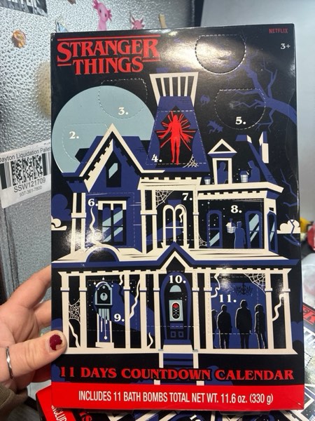 Condition photo showing New/Like New for Stranger Things 11 Day Countdown Calendar Bath and Body Set - 11.6oz/11pc