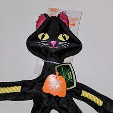 Condition photo showing New/Like New for Multipet Skelerope Black Cat Interactive Plush Dog Toy - Black