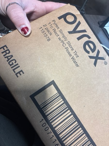 Condition photo showing New/Like New for Pyrex 11c Rectangular Glass Food Storage Rosewater