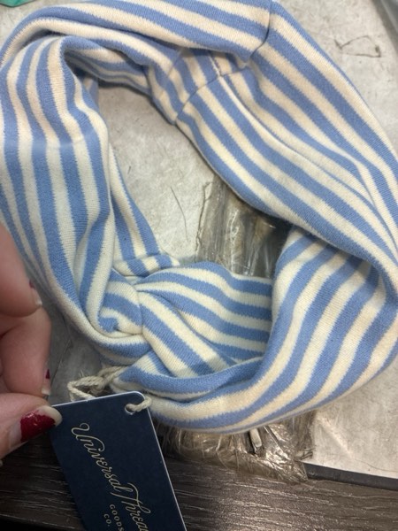 Condition photo showing New/Like New for Twist Stretch Headband - Universal Thread™ Blue: Cotton Elastic Stripe Hair Accessory