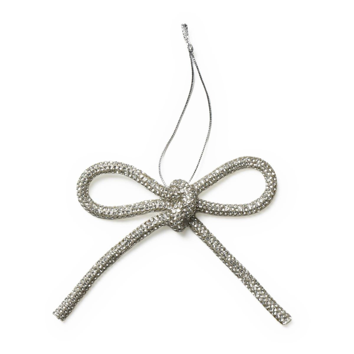 Rhinestone Bow Ornaments Silver - Bullseye's Playground