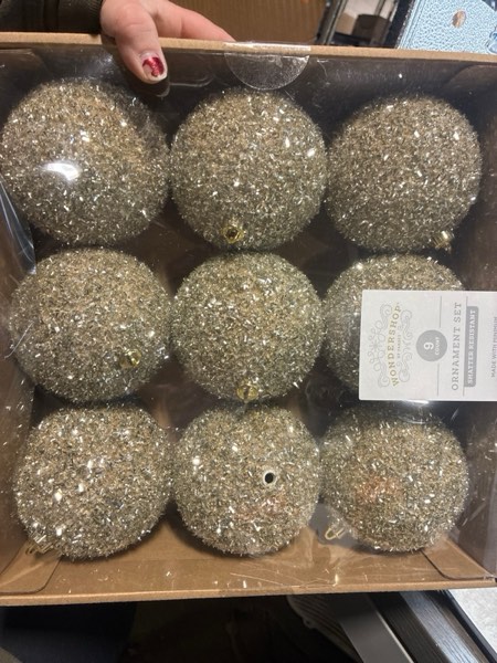 Condition photo showing New/Like New for 9ct Christmas Tinsel Ball Champagne - Wondershop™