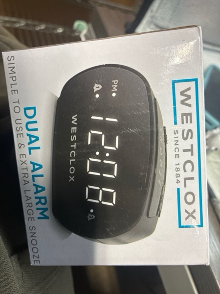 Condition photo showing New/Like New for Westclox Electric Digital Black Desk or Bedside Alarm Clock with 0.7  White LED Display and Dual Alarm Clock