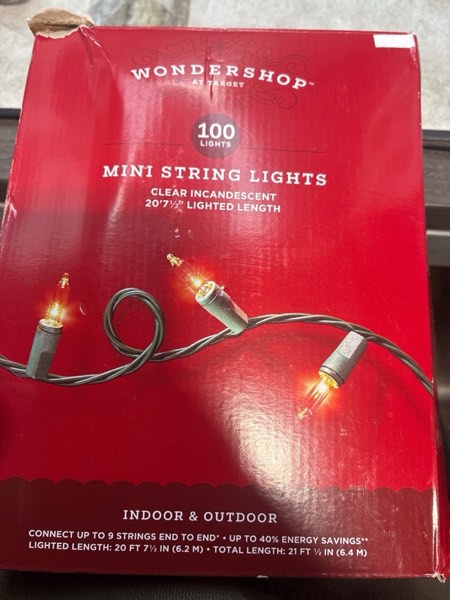 Condition photo showing New/Like New for Wondershop Lights 100ct Mini- Clear on Green Wire