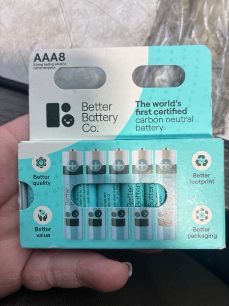 Condition photo showing New/Like New for Better Battery Co. AAA8 Pack High Performance Certified Carbon Neutral Alkaline Batteries: Household, Single-Use, 1.5V, 8 Count.