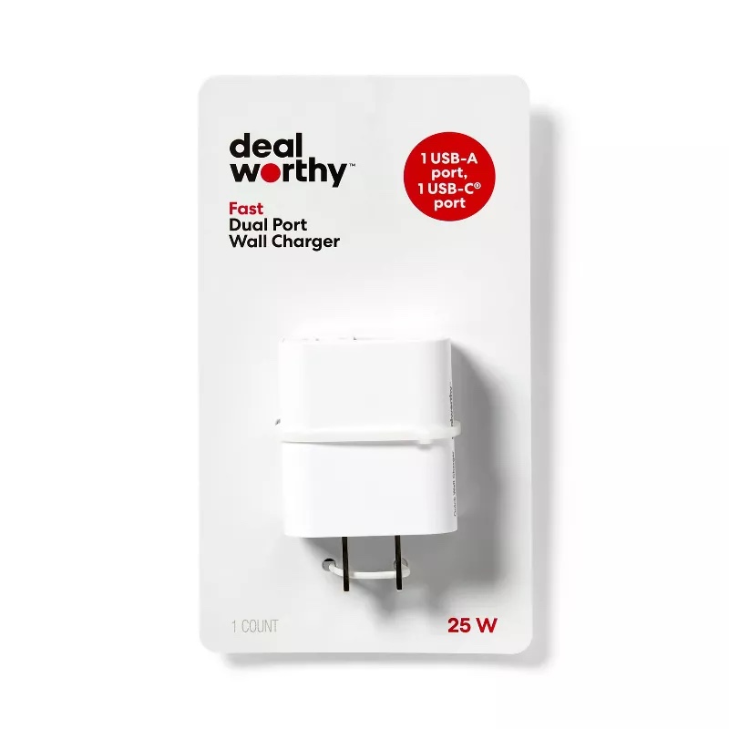 Dual Port 25W USB-A and USB-C Wall Charger