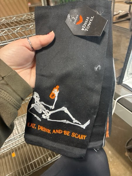 Condition photo showing New/Like New for Mud Pie Halloween Towel, Happy Haunting