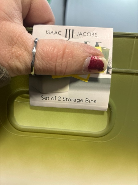Condition photo showing New/Like New for Isaac Jacobs 2pk 7"x8.11" Decorative Storage Ombre Bin Green