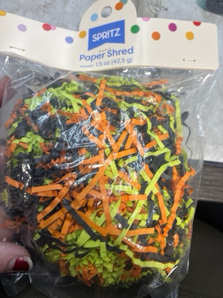 Condition photo showing New/Like New for 1.5oz.Halloween Shred Filler Paper Orange/Black/Green - Spritz™