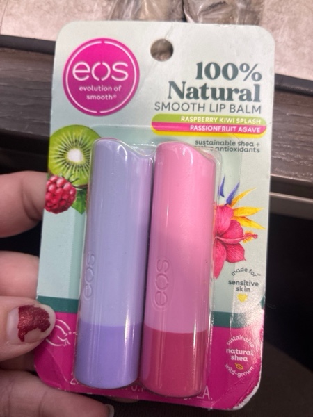 Condition photo showing New/Like New for eos 100% Natural Lip Balm, Raspberry Kiwi Splash & Passionfruit Agave, All-Day Moisture, Lip Care Products, 0.14 oz, 2-Pack Raspberry Kiwi Splash + Passionfruit Agave 0.14 Ounce (Pack of 2)