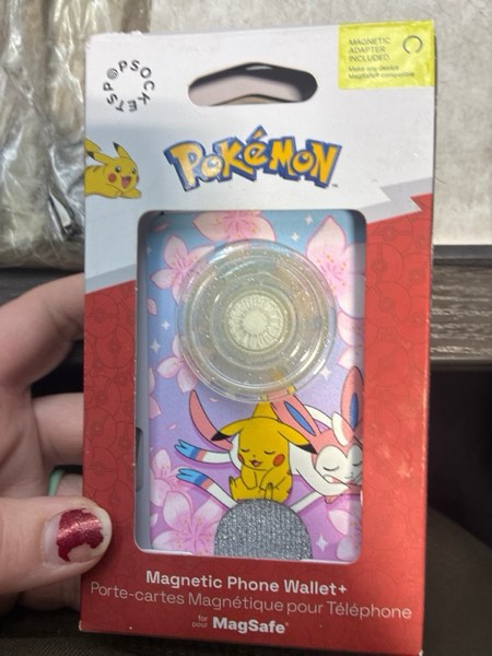 Condition photo showing New/Like New for PopSockets Pokémon Magnetic Cell Phone Wallet with Grip and MagSafe Adapter Ring - Sakura Dreams