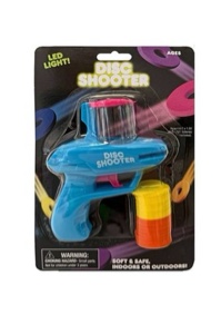 Kids Foam Disc Gun Toy, Flying Disc Shooter Blue Gun 16 Discs LED Light