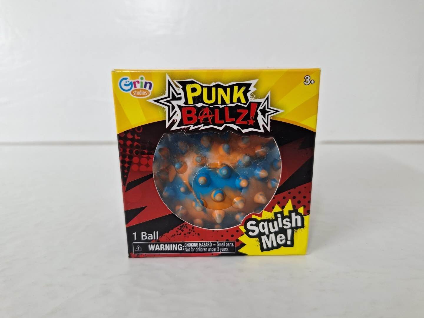 Grin Studios Punk Ballz Spiked Gel Squish Ball Red Black