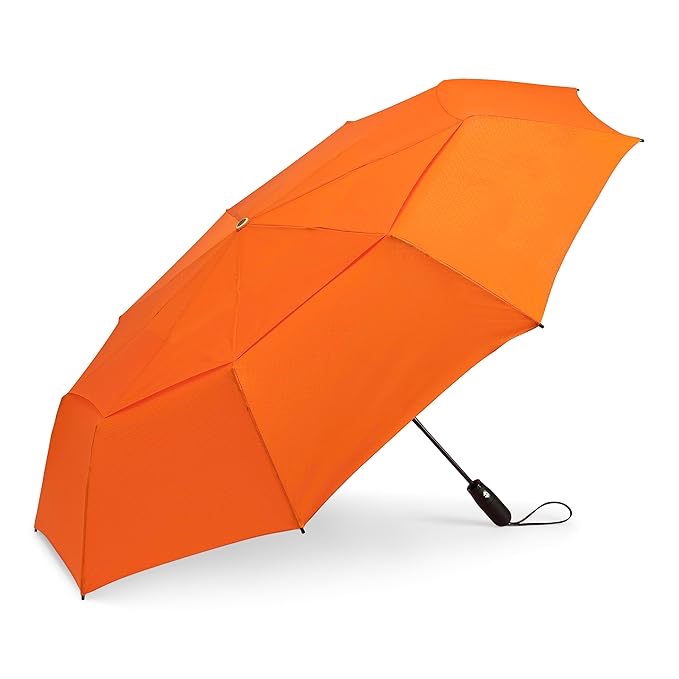 ShedRain Vortex Automatic Jumbo Compact Folding Windproof Travel Umbrella – Push Button Open & Close - Rain & Windproof Vented Double Canopy – Protect from Rain, Sun & Wind - Wind Tunnel Tested to 75 mph