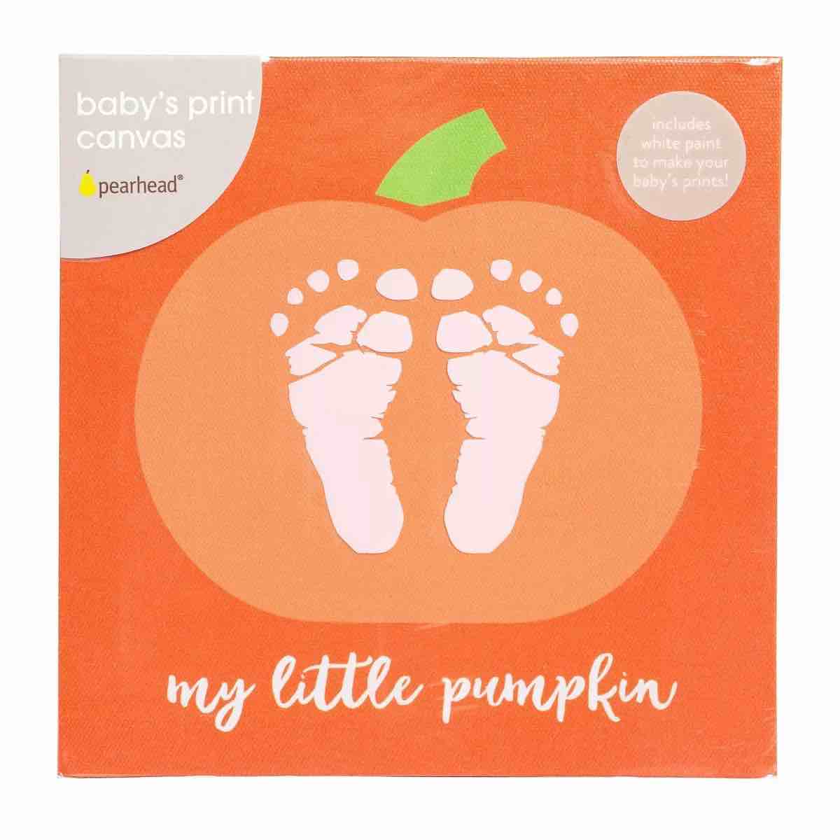 pearhead my little pumpkin halloween canvas for baby's footprints