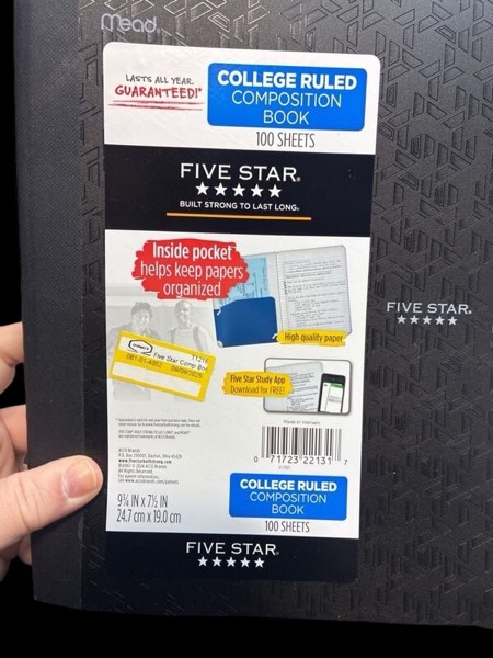 Five Star Comp Book with Pocket 100ct