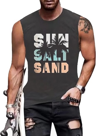 men tank tops beach palm tree shirt hawaiian vintage graphic sleeveless shirt