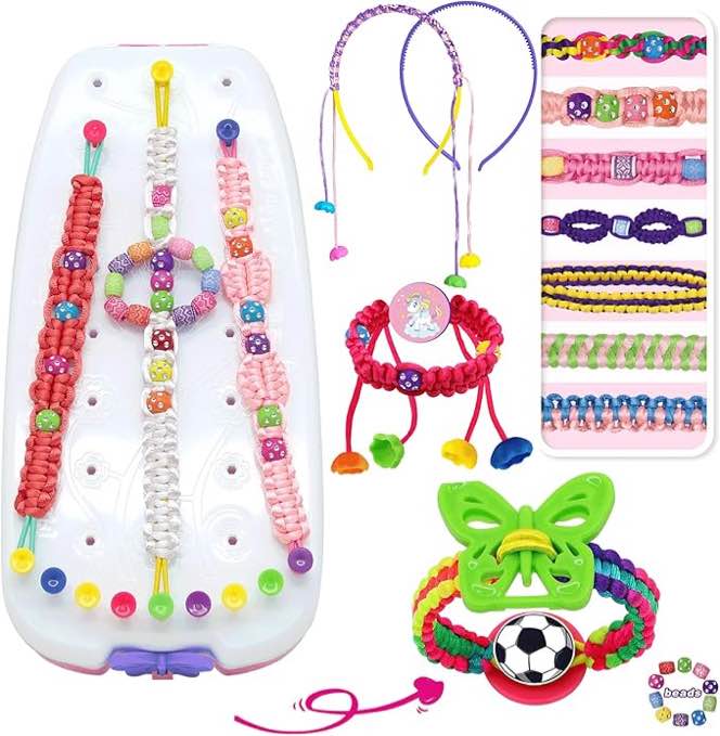 friendship bracelet making kit for girls, kids jewelry making kit, arts and crafts ideas for kids, multicolored string bracelets maker craft, christmas birthday gifts for girls