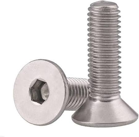 m6x16 flat head hexagon socket head cap screws countersunk head bolts, 304 stainless steel, bright finish, according to din 7991, 50 pcs