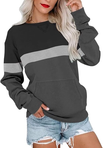 (Size M) Womens Crewneck Sweatshirts with Pocket Trendy Fashion Pullover Loose Fit Long Sleeve Tops 2026
