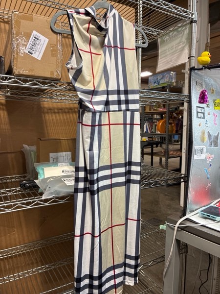 Plaid Lines Print Casual Women Sleeveless Dress - 2XL