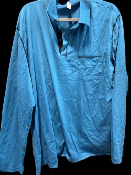 Long Sleeve Polo (Blue, XL)