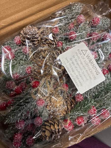 Christmas Snowy Pine Tree Picks Artificial Berry Stems Sprays Faux Cedar Pine Needles Branches for Holiday Arrangement Wreath DIY Garland Holiday Decor Winter