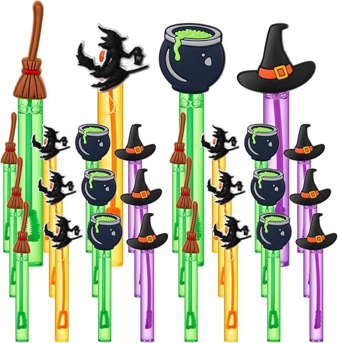 24 Pcs Halloween Witch Bubbles Wands for Kids Party Favors Halloween Bulk Bubbles for Trick-or-Treat