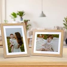 fun memories 5x7 picture frame - solid walnut wood picture frames with hd tempered glass, handcrafted rounded corner 5 x 7 wooden frame matted to 4x6 photos, tabletop or wall display, 1 pack