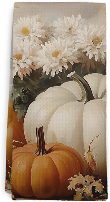 cvjutf Fall Farmhouse Pumpkin Kitchen Towels, Vintage Autumn Pumpkins Dish Towel, Farmhouse Fall Decor, Thanksgiving White Pumpkin Hand Tea Towels for Bathroom Kitchen Decor, 16x24 in