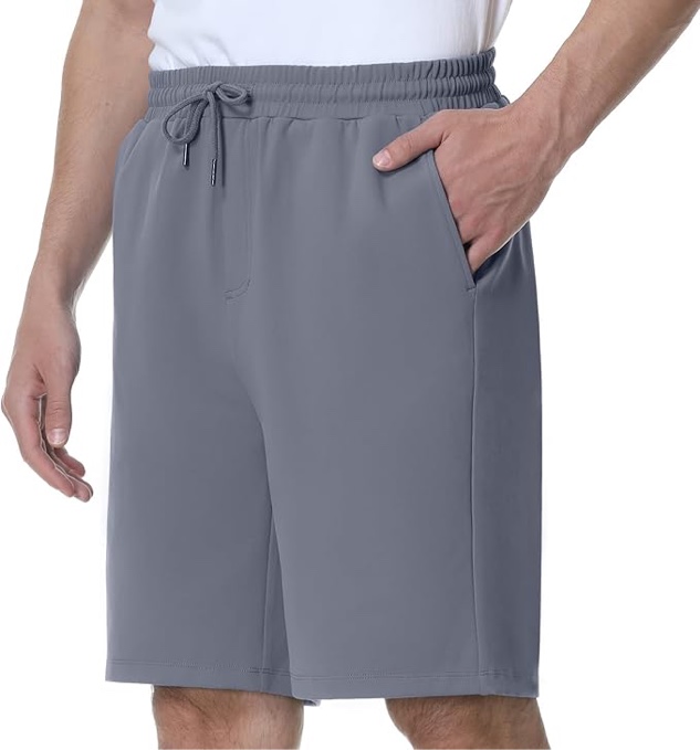 SPACEVIKING Mens Athletic Shorts Soft Basketball Shorts Stretch Volleyball Shorts Casual Tennis Shorts Gym Sports Shorts with Pockets (Grey, L), Large