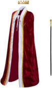krzyroom medieval king queen costume royal burgundy velvet robe golden crown and scepter renaissance chivalric kingdom lord cloak (red, adult - 5'2" to 5'11")