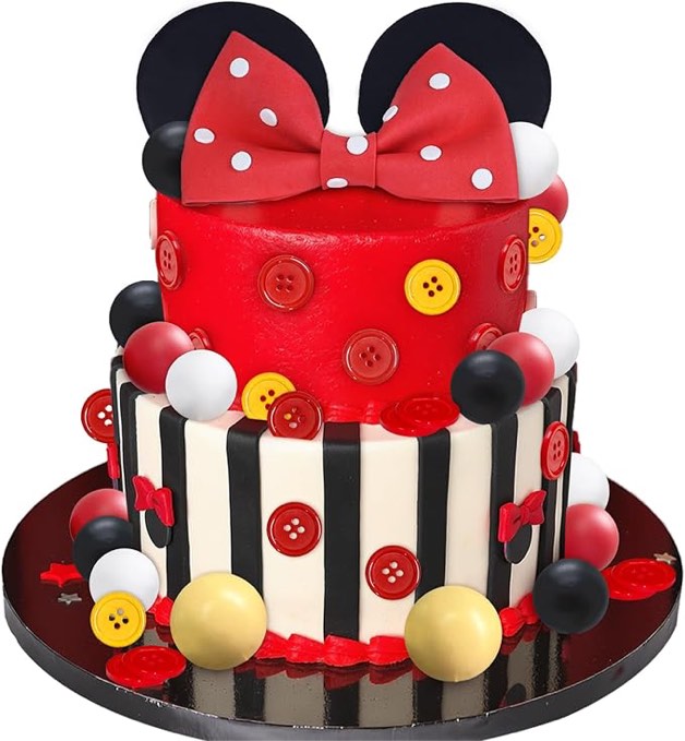 Knana 40Pcs Mouse Cake Topper Red Bow Cake Topper Cartoon Cake Decorations Bow Theme Party Decorations