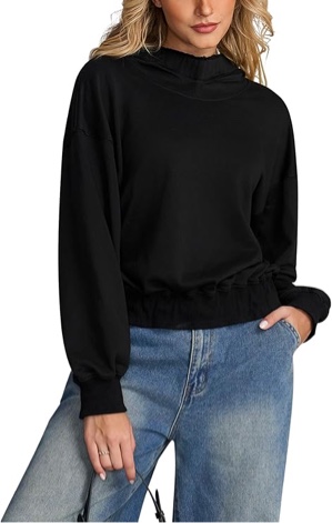 (Size S) EYNMIN Oversized Hoodies For Women Turtle Neck Long Sleeve Pullover Sweatshirts 2025 Fall Fashion Clothes