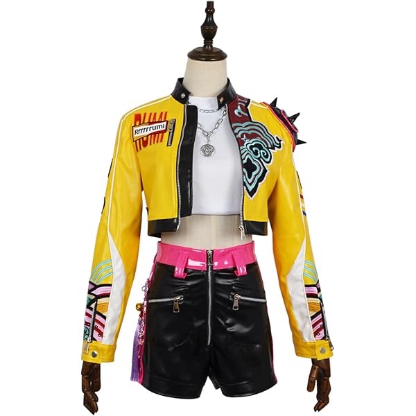 Tyqchl Adult Women Hunters Cosplay Costume Jacket Necklace Pants Suit Dance Outfit Halloween Party Clothing(150,Orange)