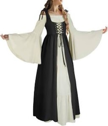 itsjake Women's Renaissance Costume Medieval Long Dress 18th Century Dress Faerie Dress (XX-Large, YMX2022048BK)