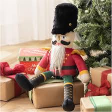 Nutcracker Christmas Throw Pillow Handcrafted Velvet Decorations Decor Pillow Family Kids Gift for Indoor Living