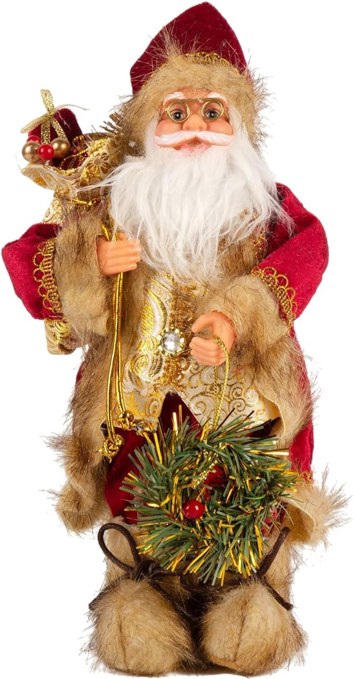 Santa Statue with Bag for Holiday Display Christmas Santa Figurine Dolls for Tabletop and Shelves Decoration