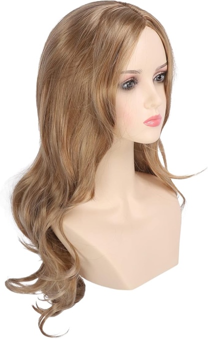 Blonde Curly Wig, Blonde Wig Long Wavy Middle Part Wig Gradient Blonde Wig High Temperature Synthetic Hair Ladies Long Curly Hair for Halloween Party Daily Wear