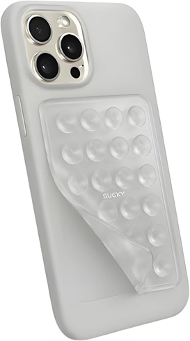 SUCKY Double-Sided Silicone Suction Phone Case Mount – Dual-Sided Sticky Phone Grip for Mirrors, Win