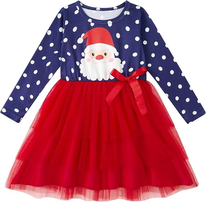 vieille toddler baby girls tulle dress long sleeve princess party skirt clothes for christmas 2-6 years christmas tree 2-3t