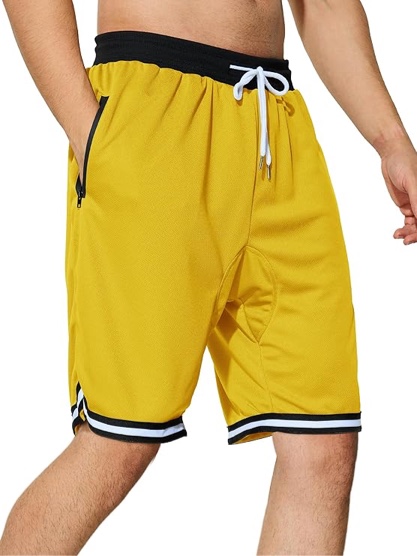 (Small) Men's Basketball Shorts with Zipper Pockets Lightweight Quick Dry Mesh Athletic Running Shorts