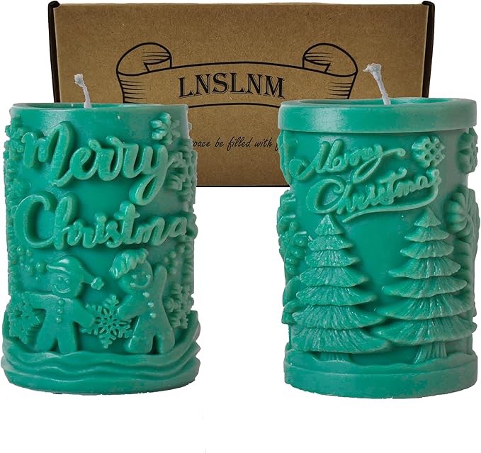 Christmas Scented Candles Set | Men Candle Set, Scented Candles for Home, Gifts for Men - 2 Pack Men Candle Gifts Soy Candles Scents of Lavender Woods (Christmas Tree+Snowman)