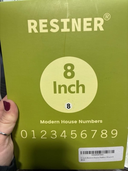 8 Inch Self-adhesive House Numbers for Outside Stick On, Large Black Modern Address Numbers For House, Outdoor House Numbers Adhesive Resin Matte Black Address Number 8