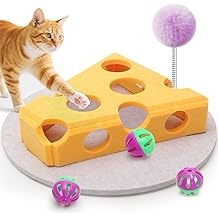 Interactive Cat Toys Puzzle Toy for Indoor Cats,Felt Maze Box KitternToys Pet Cat Games Self Play Fun Exercise Hide Seek Moving Scratching,Cat Toy for Bored Cats Encourages Hunting Instincts(Yellow)