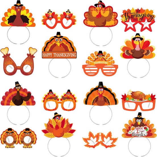 16 pcs  Thanksgiving Eyeglasses Decorations 